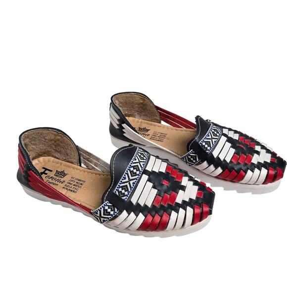Corona Fashion Sandals Women's Red White Blue Leather Slip-ons-See Measurements) - Picture 2 of 9